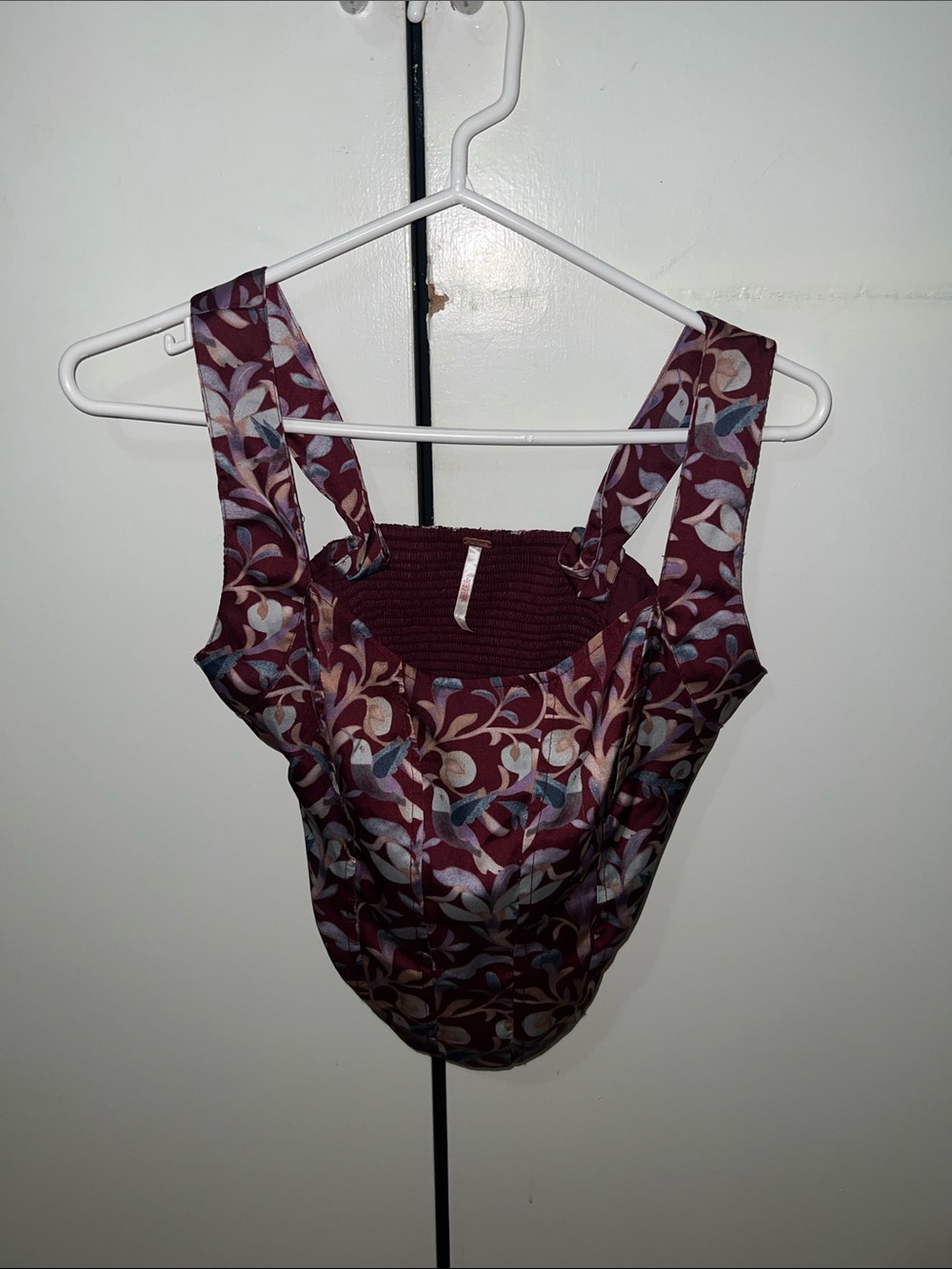 Free People Burgundy Floral Square-Neck Camisole
